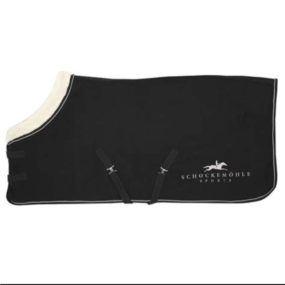 NWT Schockemohle Premium Fleece Rug w. Faux Fur Trim Black Size 81 - Picture 2 of 16